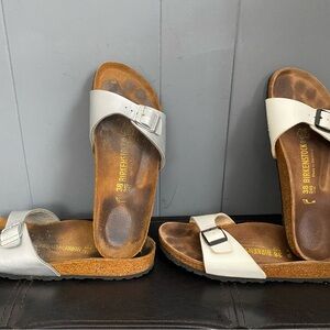Lot 2 Birkenstock Madrid sandal in Silver & white 38/7 Women’s - Pre-owned